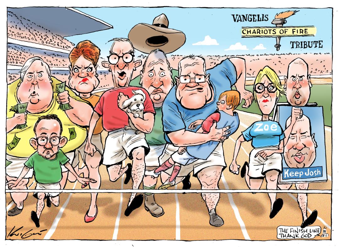 Cartoon called Election 2022: Chariots of Fire
