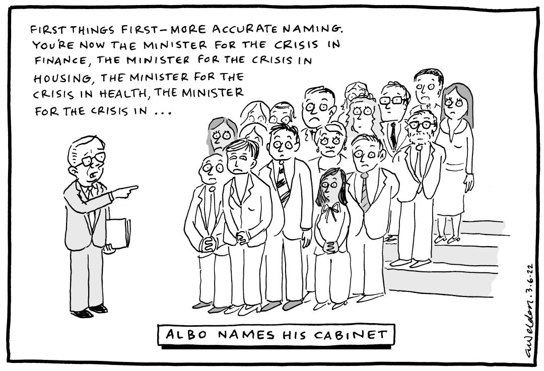 Cartoon of Albo Names His Cabinet by Andrew Weldon
