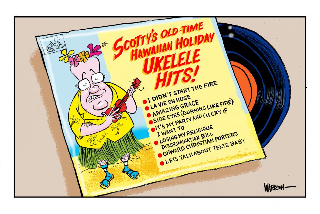 Cartoon called Scotty's Old-time Ukelele Hits