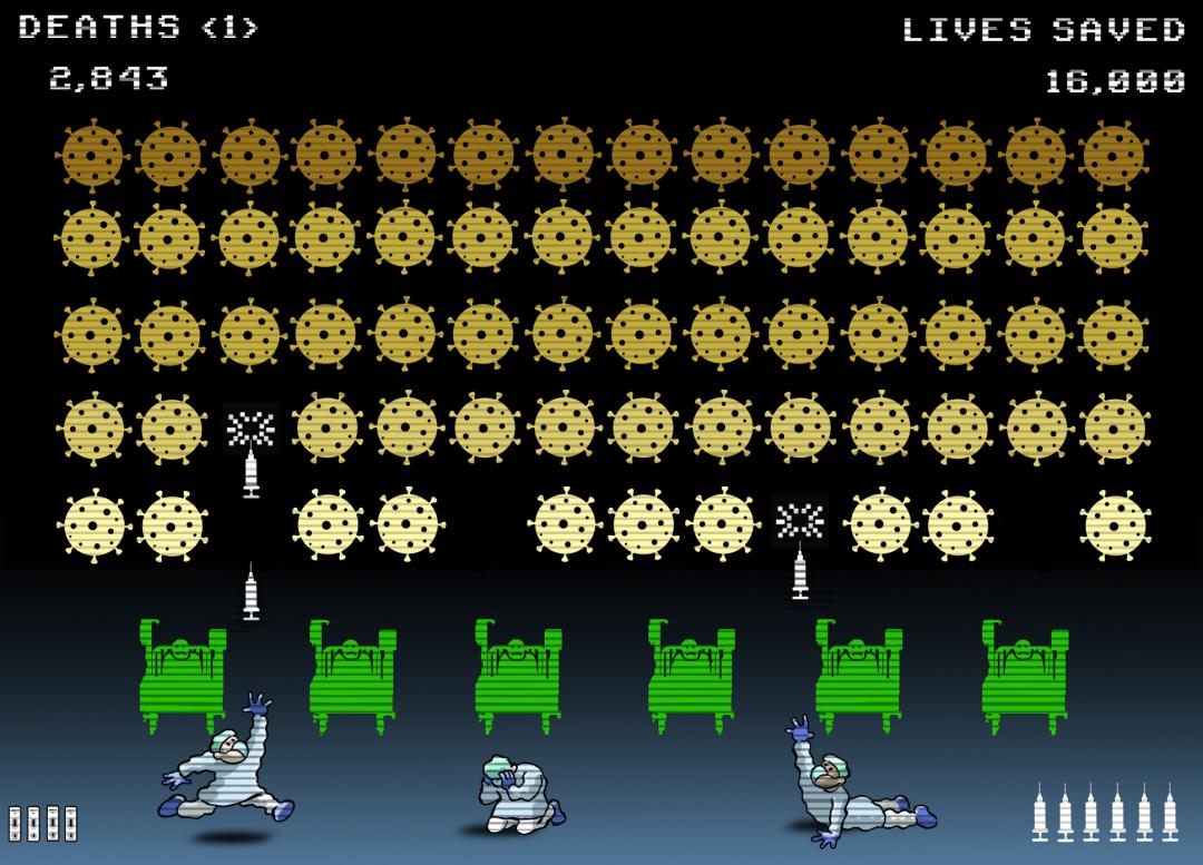 Cartoon called Space Invaders by Gle Le Lievre