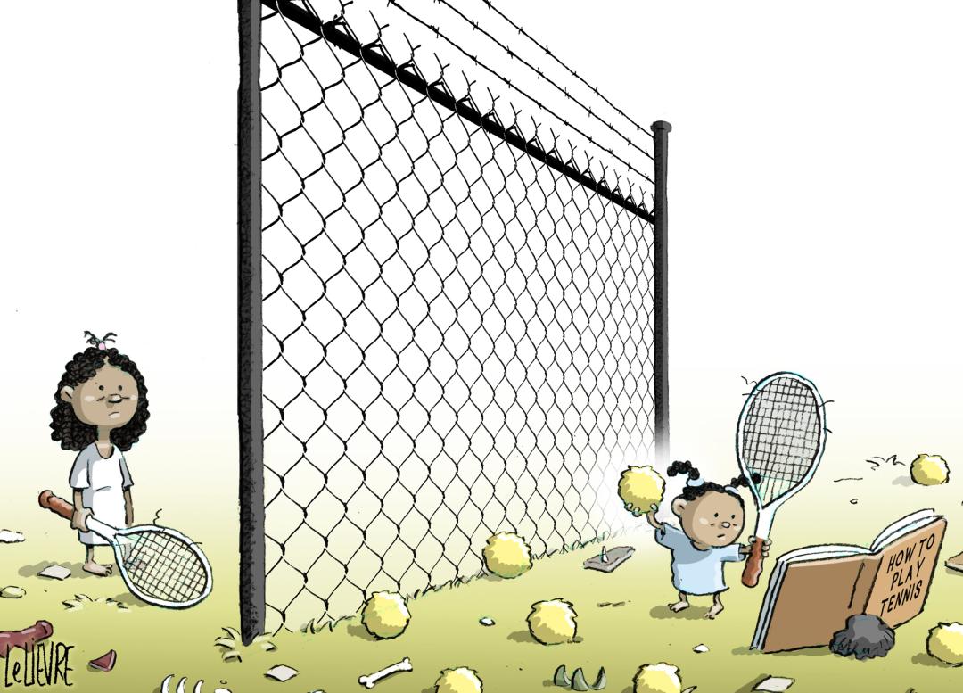 Cartoon called Tennis Camp by Glen Le Lievre