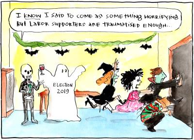 Cartoon called Ghost of Elections Past by Fiona Katauskas