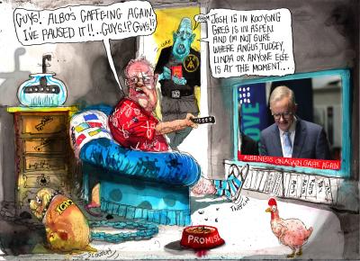 Cartoon called Albo's Gaffing Again by David Rowe
