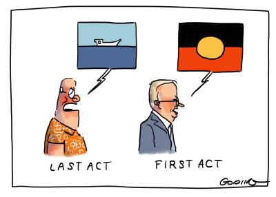 Cartoon called Last Act, First Act