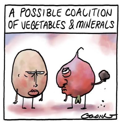 Cartoon called A Union of Vegetables and Minerals